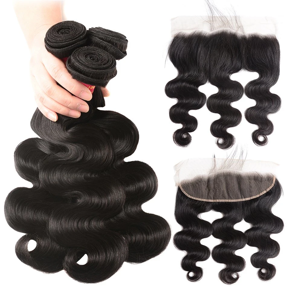 Natural Color #1b Unprocessed Human Hair Weaves Body Wave Hair Boundles