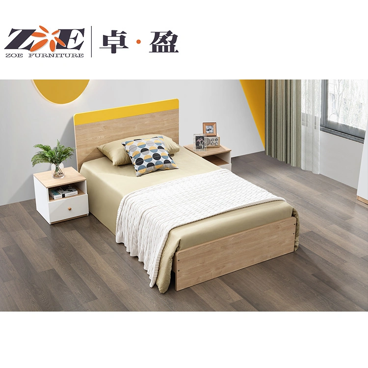 Luxury Mattress Leather Bunk Hospital King Single Hotel Bedroom Furniture Queen Double Wall Wooden Bed