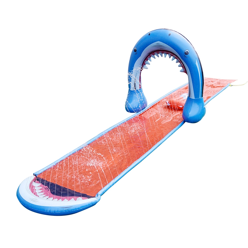 New Design Outdoor Home Use Inflatable Shark Water Slides Sprinkler Backyard Toys