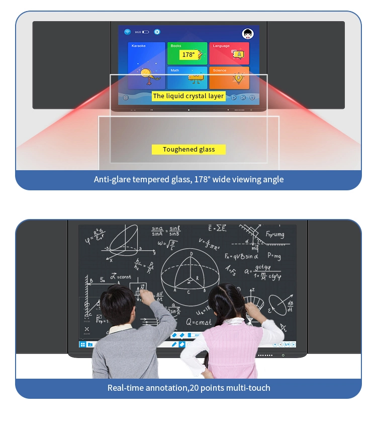 Promotion! ! ! Back to School Supplies 85 86 Inch 20 Points Multi Touch Screen Nano Interactive 4K Digital LCD Smart Board Blackboard