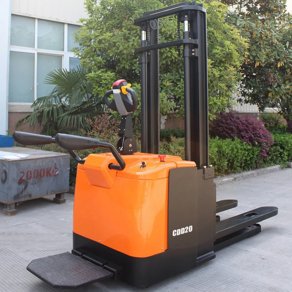 2t Brand New 2.0 Ton Stand-on Type Hydraulic Electric Stacker Full Electric Battery Operated Pallet Stacker Jack for Sale