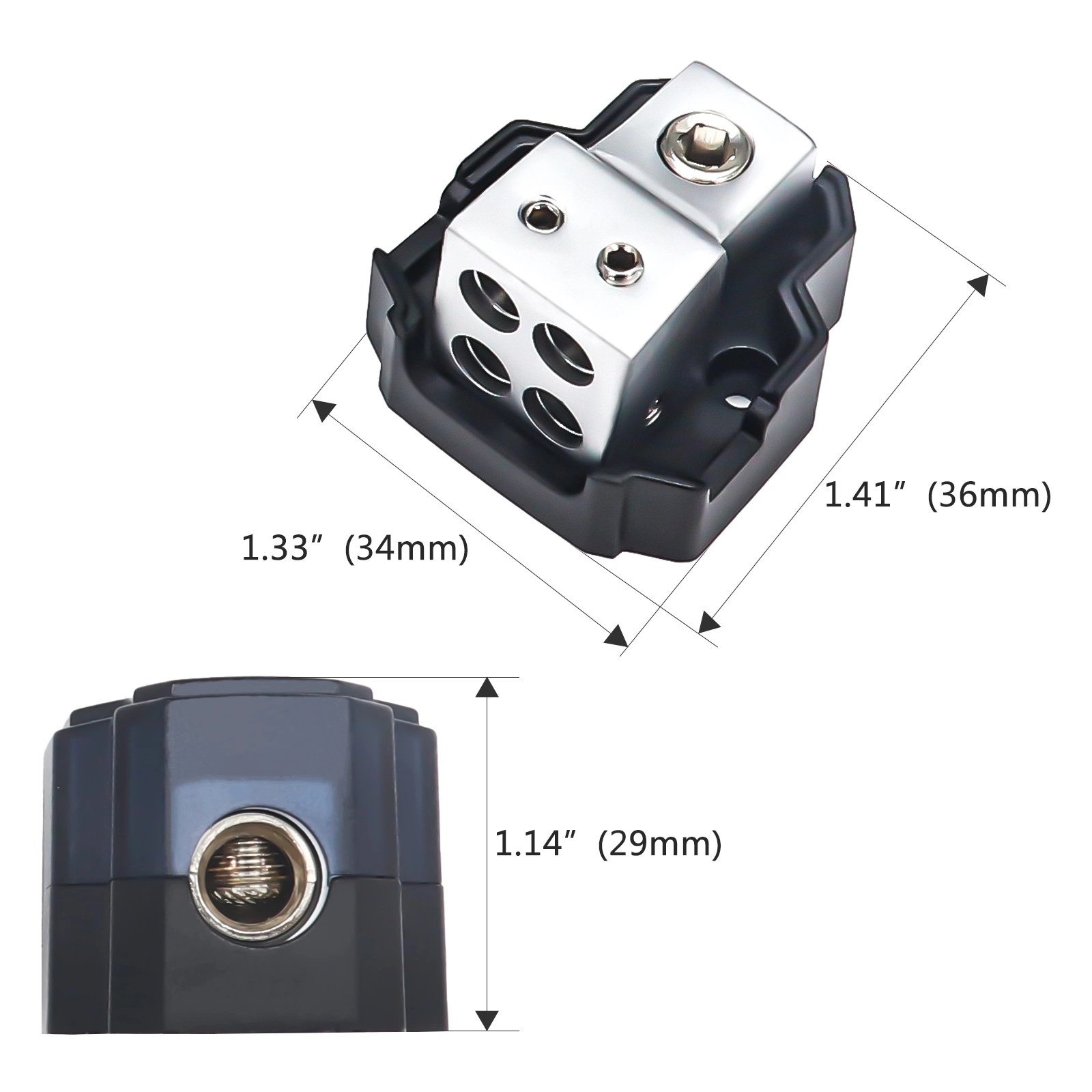 Edge Sdb14p 4-Way Mini Power Distribution Block, 1X4/8gauge in /4X8/10gauge out Power Distribution Ground Distributor Block