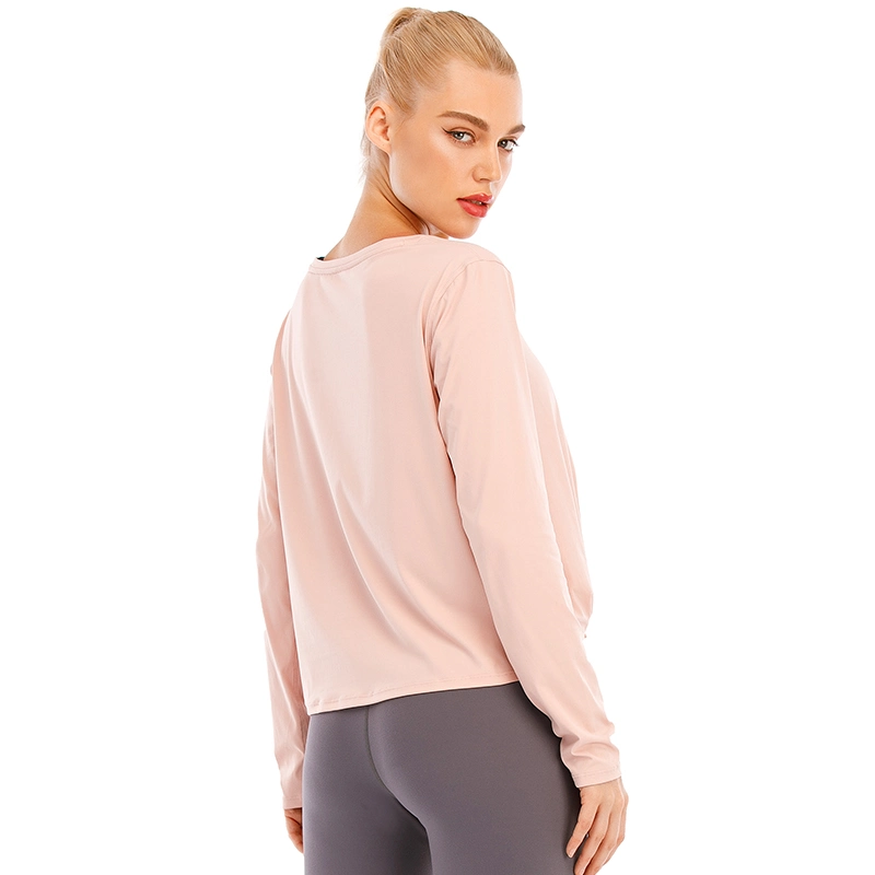 Les femmes personnalisé Manchon long chemises sport Fitness Gym Yogo usure transparente