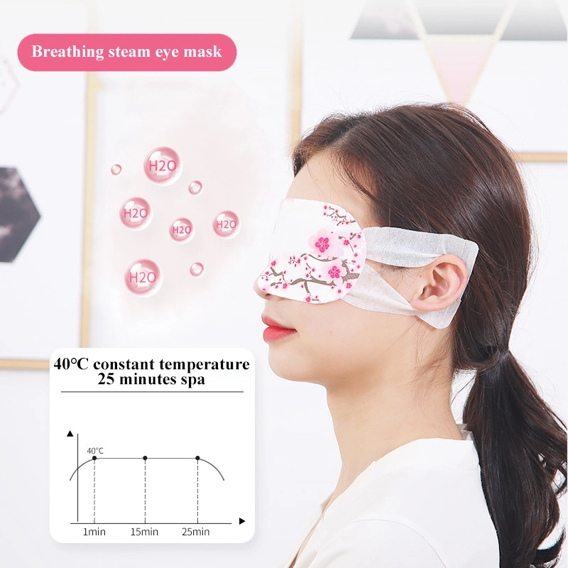 Printed Thorn Non-Woven Fabric Rose Scent Lavender Oil Remove Dark Circle Heating Pad Steam Eye Masks for Dry Eyes Green Tea