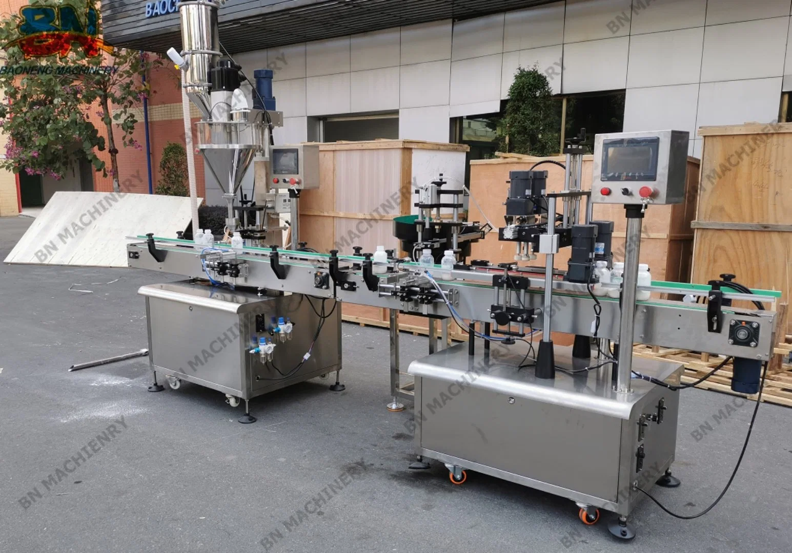 Famous Brand Automatic Bottle Pharmaceutical Powder Filling Equipment with Capping Line in Good Package