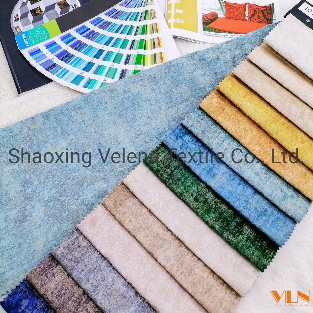 Hot Sale Plush Holland Velvet Dyeing with Printing and Bronzing Upholstery Furniture Sofa Curtain Textile Fabric