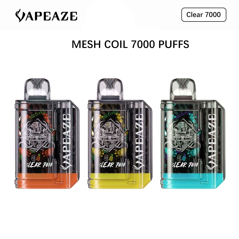 2023 Disposable Vape Pen Clear 7000 Puffs Fruit Air Flowing Elf E-Cigarette Bar Easy to Use Rechargeable Long Battery Life Vaporizer Electronic Cigar Hookah