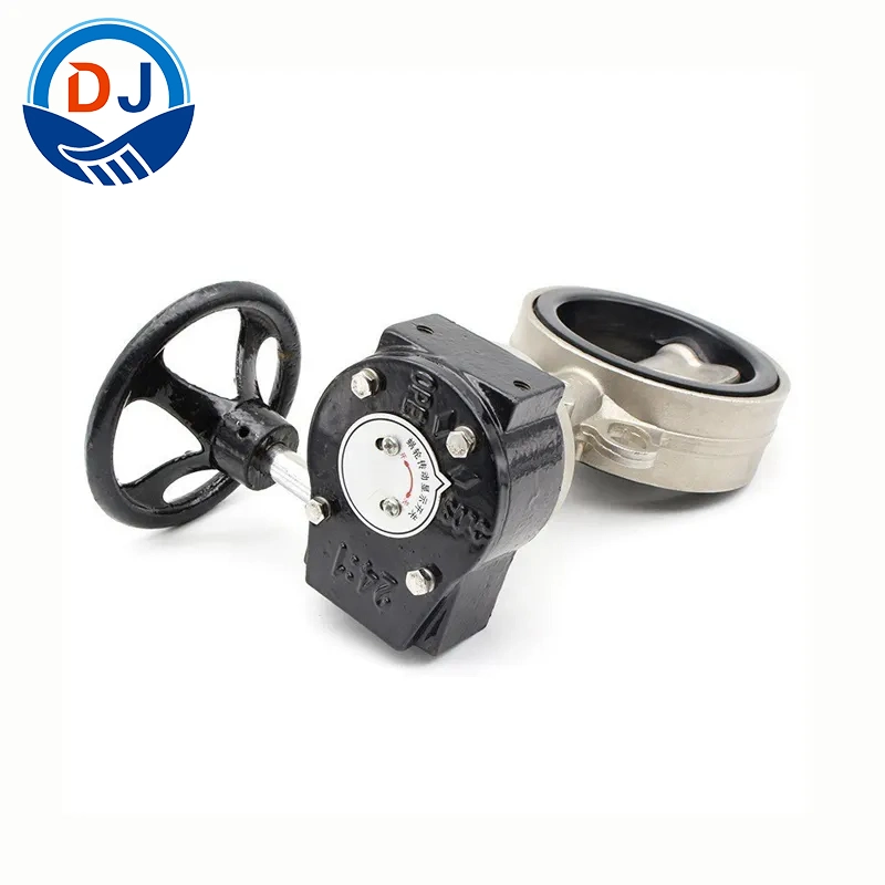 Gearbox Switch Stainless Steel CF8 Manual Wafer Butterfly Valve Soft Sealing