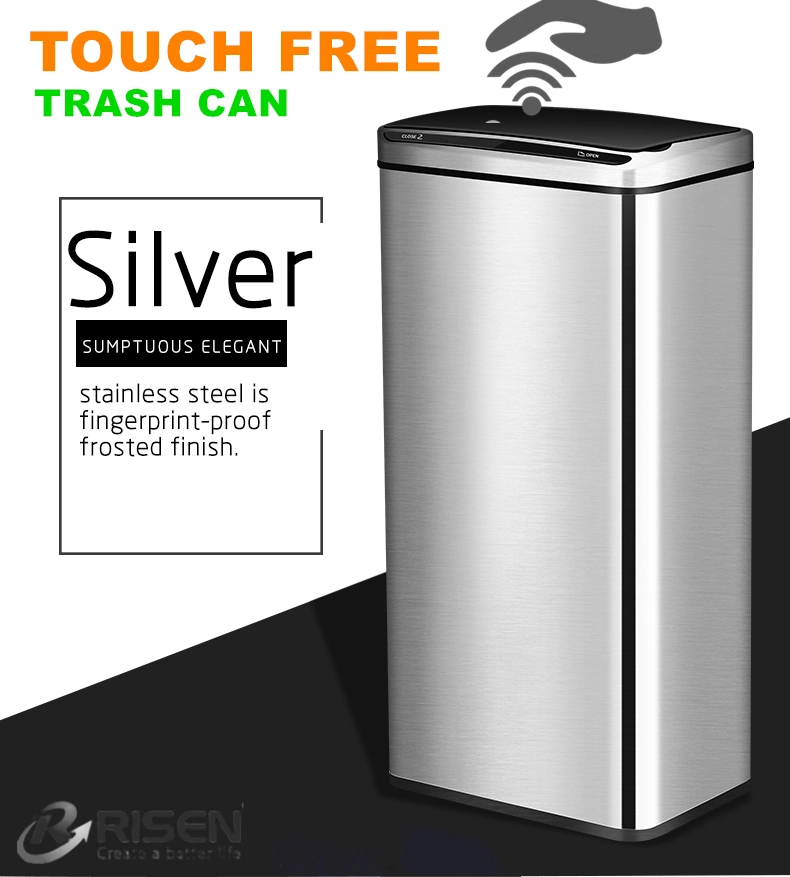 Sensor Garbage Can Automatic Trash Rubbish Bin with Stainless Steel Touch Free