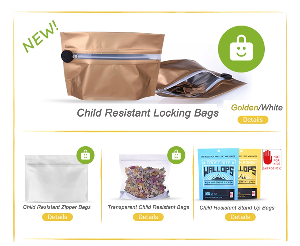 Free Sample High Barrier Exit Mylar Food Compostable Child Resistant Zipper Bag