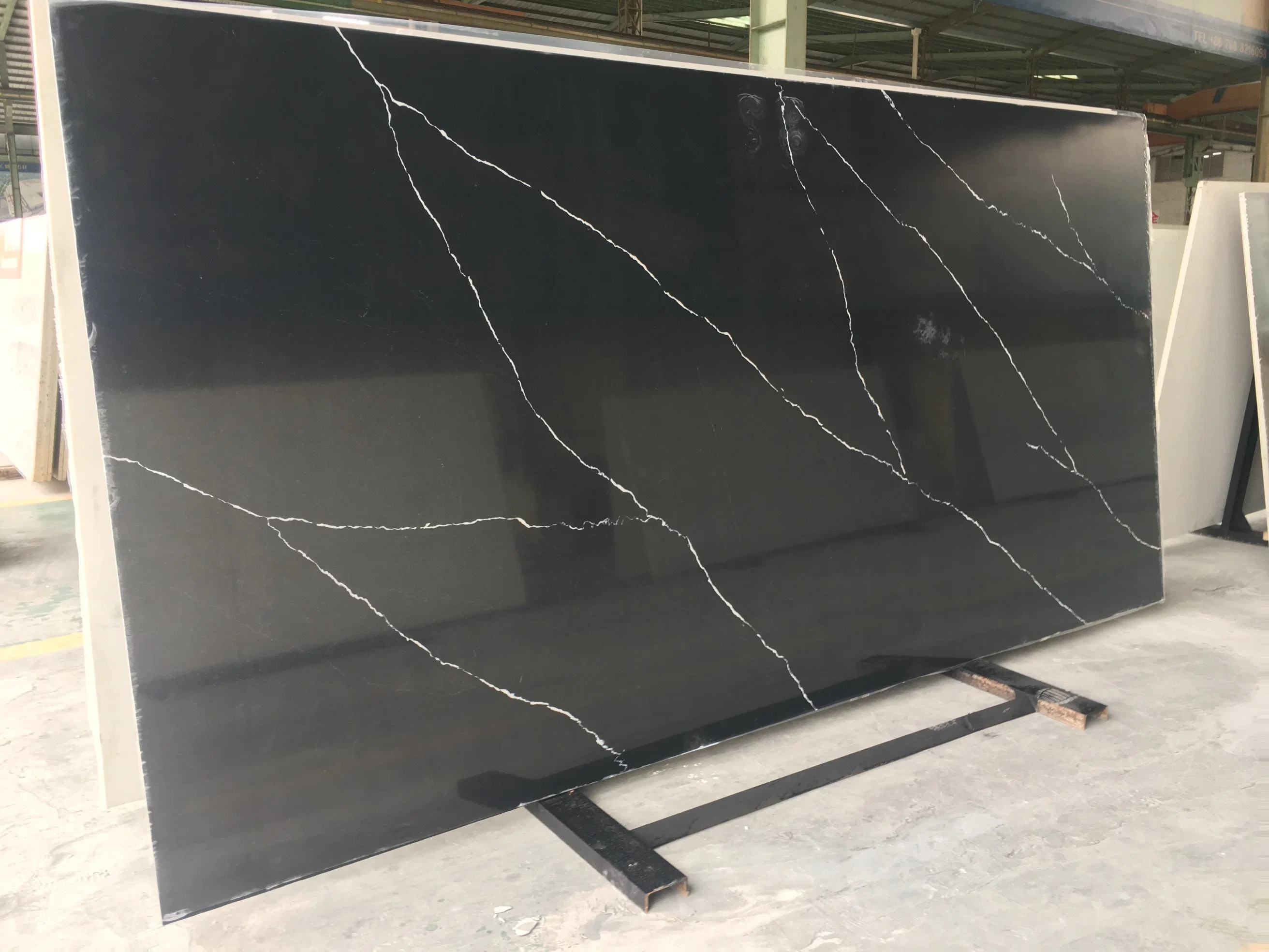 Artificial Quartz Stone Marble Look Black Counter Top