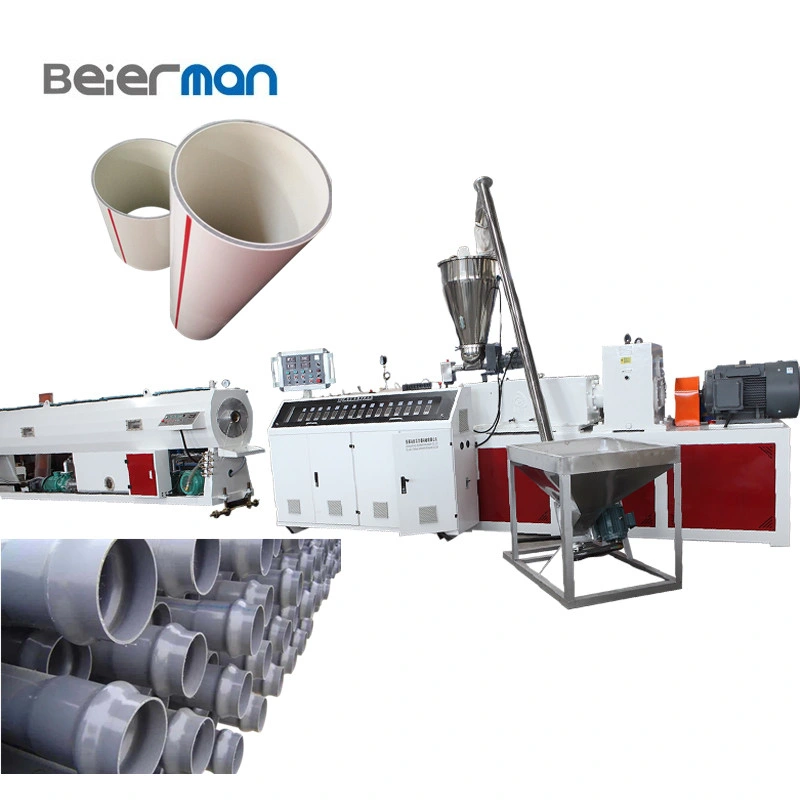 Beierman 25mm-100mm UPVC PVC Plastic Water Pipe Double Screw Extrusion Production Line with Powder Mixing Unit