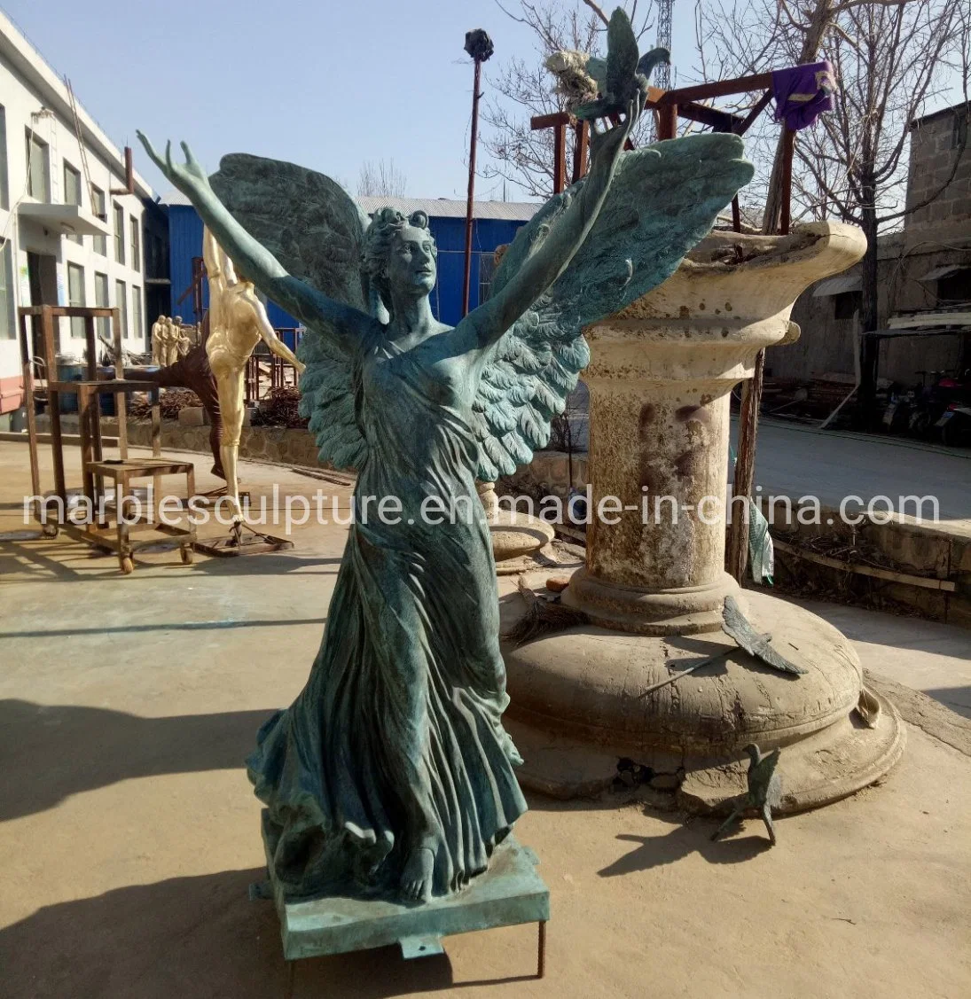 Elegante Jardín Ángel estatua Escultura de bronce (B055)