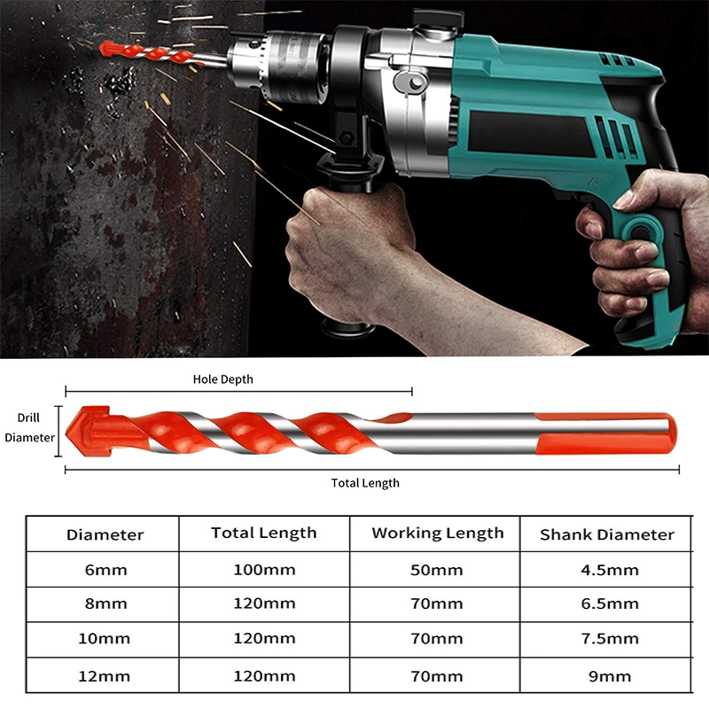 Multi-Function Triangle Drill for Ceramic Tile, Concrete, Wall, Metal Wood Drilling Hole Cutter Glass Drill Bit