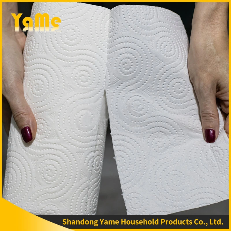 Popular Sale Eco-Friendly Disposable Wood Pulp Roll Paper Kitchen 2 Ply Kitchen Paper Towel