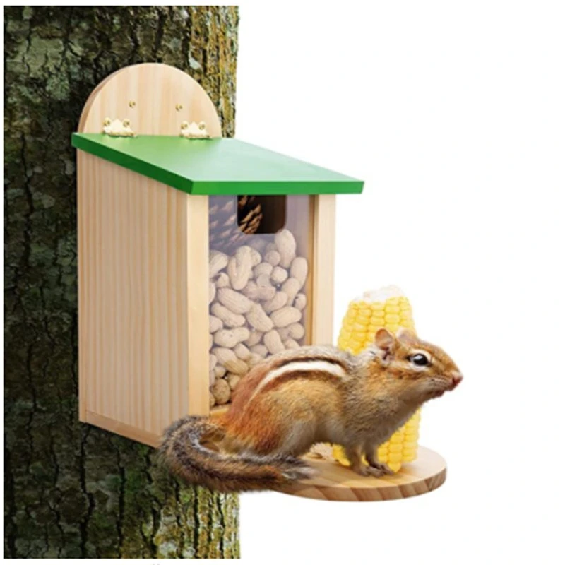 Wooden Hanging Indoor Outdoor Garden Squirrel Feeding Station Squirrel Feeder