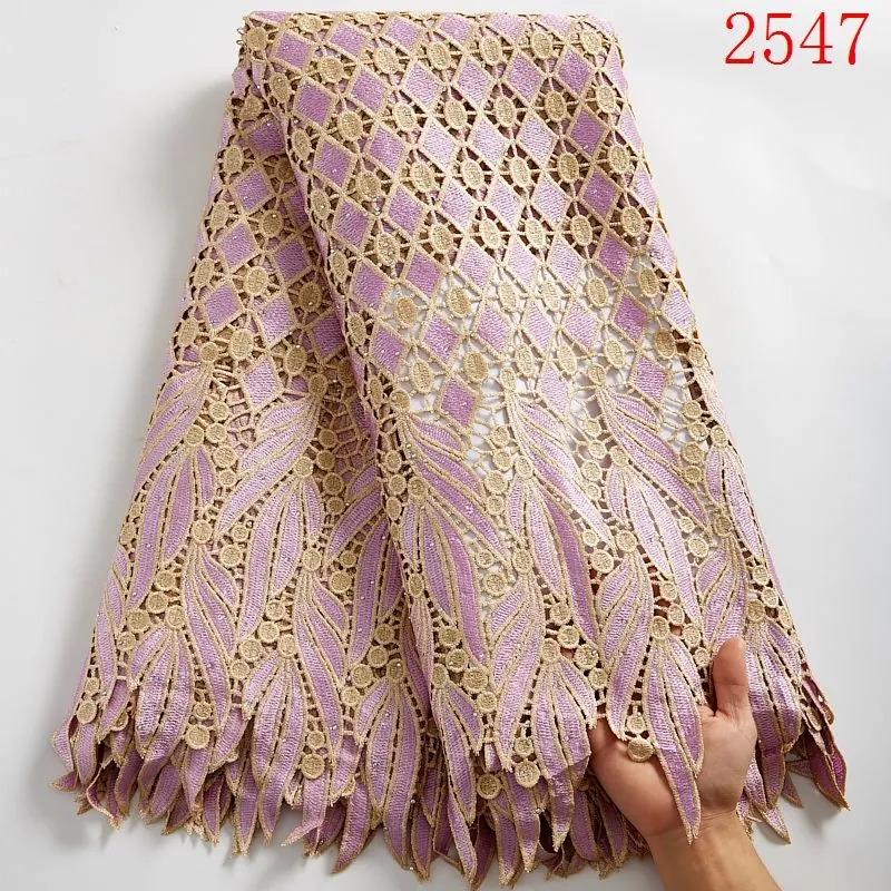 Cord Lace Fabric African Guipur Dubai 2021 High quality/High cost performance  Water Soluble Embroidery Soft Corded Lace Fabric for Party Dress 2547