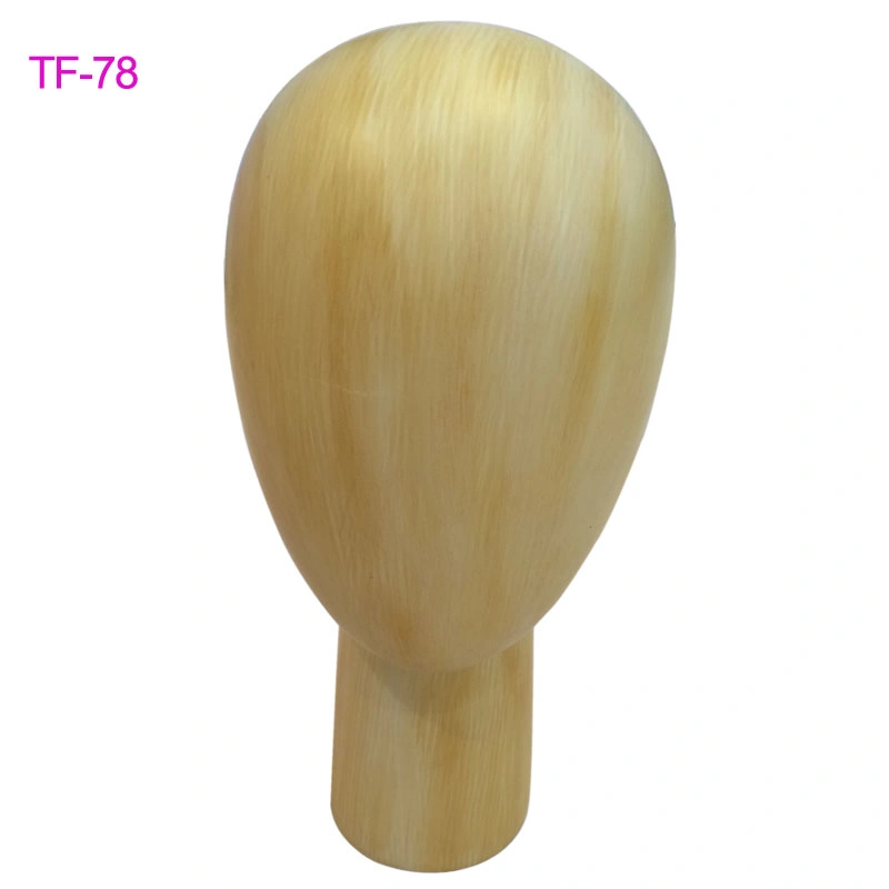 Wooden Looking Faceless Fiberglass Head Mannequin for Display