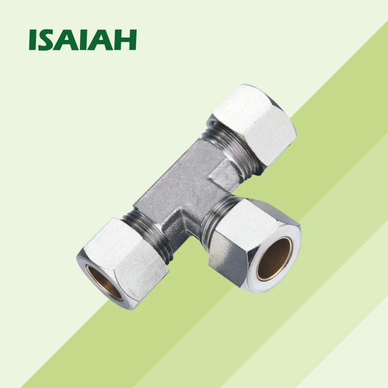 High Quality Pneumatic Connector Positive Three-Way Push-in Brass Air Hose Compression Fittings