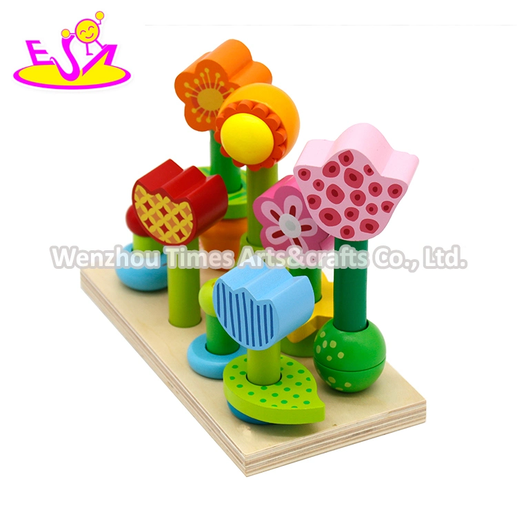 Customize Educational Learning Wooden Flower Stacker for Kids W13D336