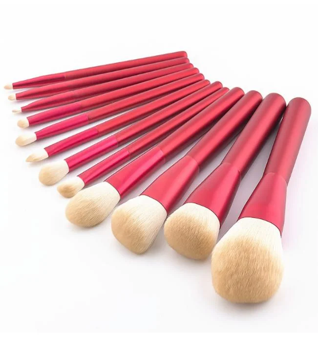 Premium Cruelty Free Makeup Tool Cosmetic Brush Set in Red Color Handle