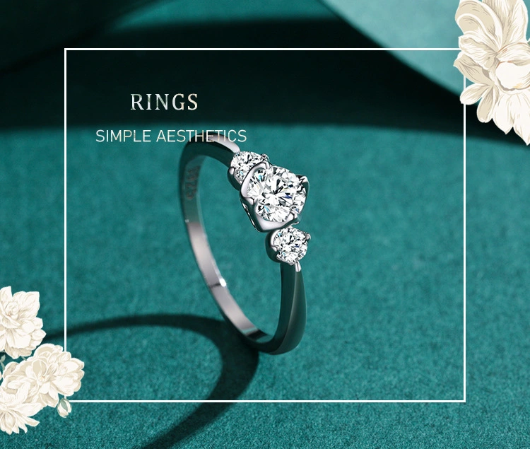 Wholesale/Supplier Minimalist Promise Ring Jewelry White Zircone Engagement Ring Gemstone 925 Sterling Silver Wedding for Women Ring