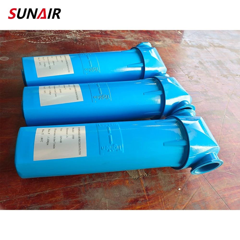 High Precision Water Remove 6.0m/Min Air Dryer Line Filter for 50HP Screw Air Compressor