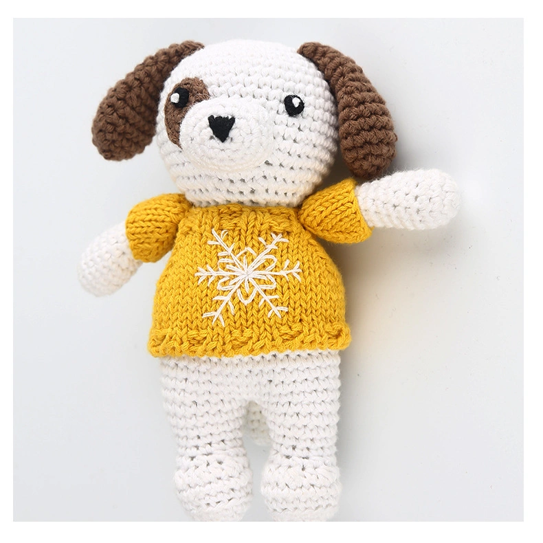 Custom Knitted Stuffed Small Puppy Toy Cartoon Handmade Crochet Dolls