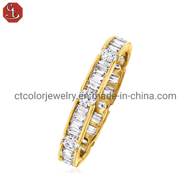 Joyería de moda zafiro amarillo chapado 925 anillo de plata esterlina