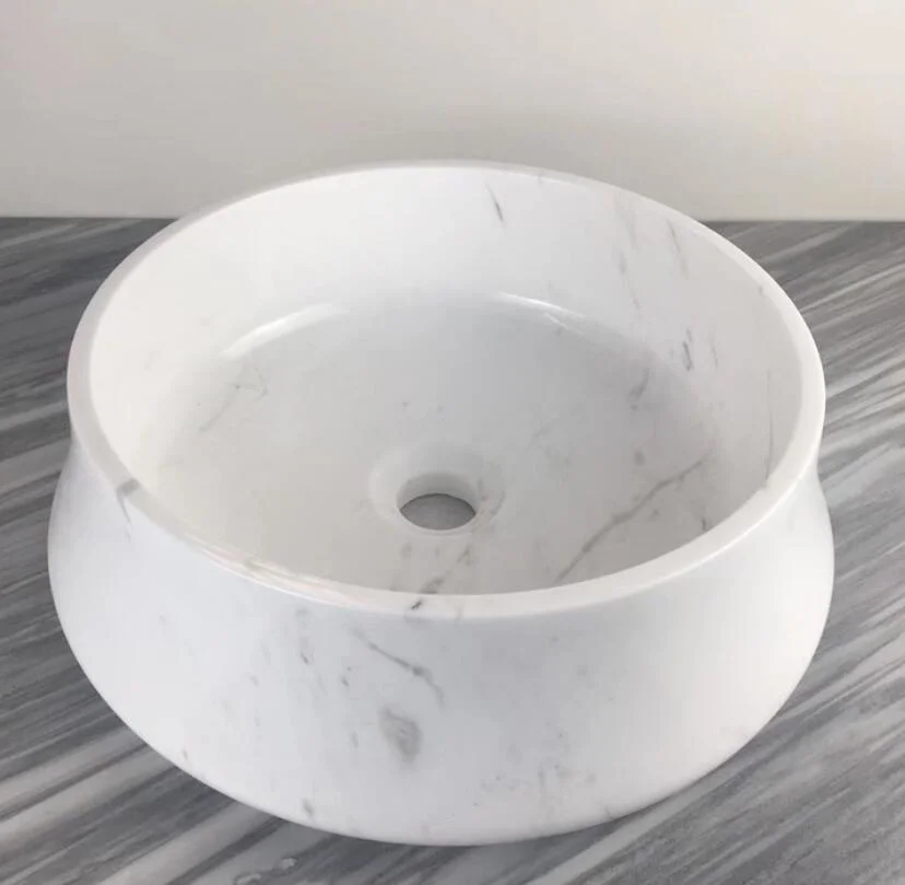 Natural Stone polished Greece Volakas Venus White Marble Round Washbasin Sinks for Bathroom/vanity/table/bar