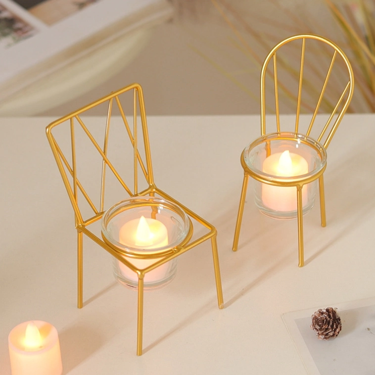 Metal Crafts Chair Shaped Candlestick Ornaments Interesting Table Decoration