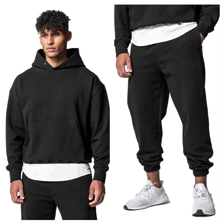 Custom 100% algodón pantalones de chándal y conjunto de sudadera con capucha Tracksuits