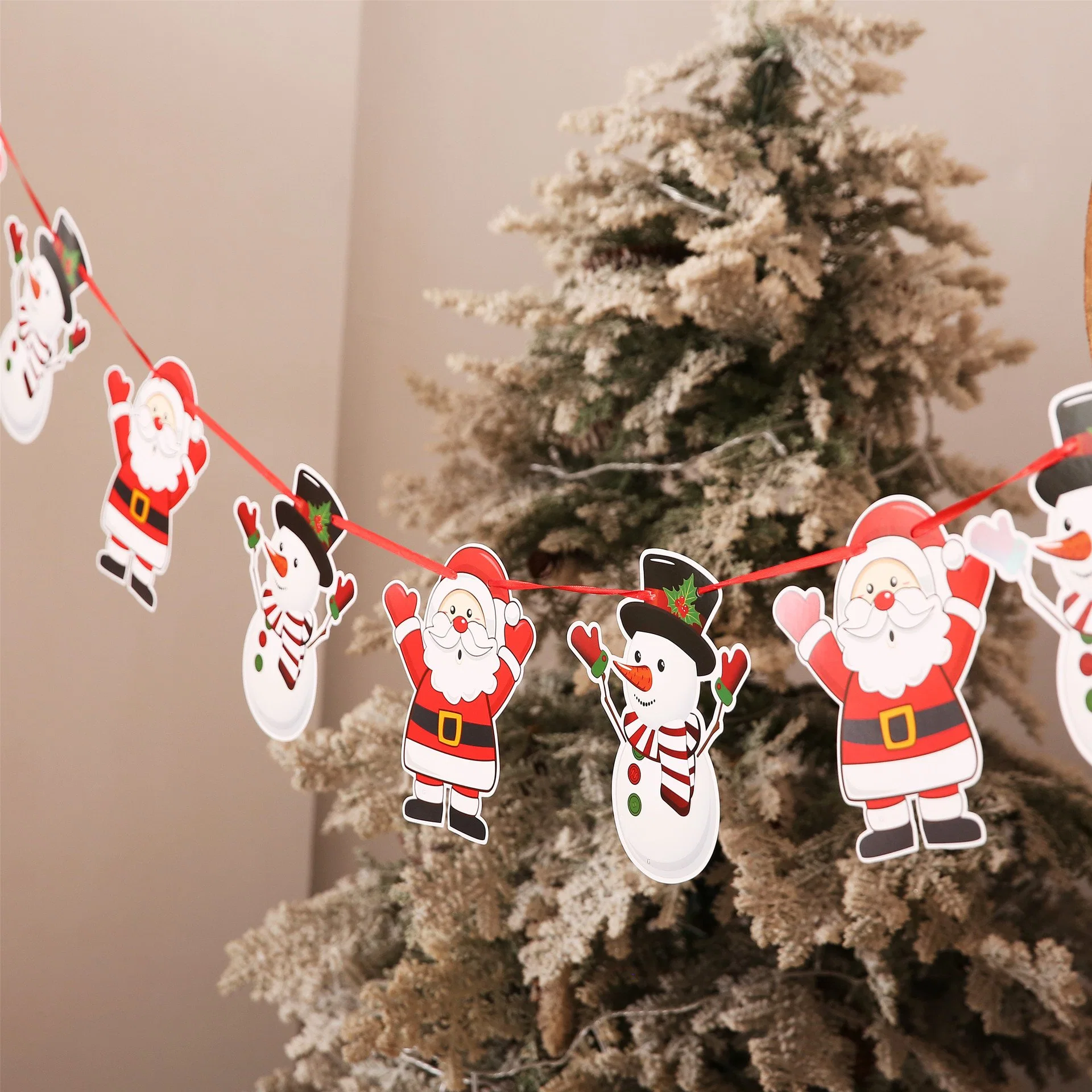 12 Styles Double Paper Side Christmas Banner Xmax Signs Hanging Banner with Santa Elk Sock Snowman Ornaments