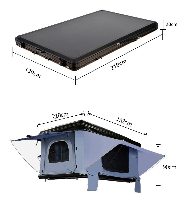 Tienda de techo de aleación de aluminio para automóvil o camión 4X4 en la parte superior del techo (RTT).