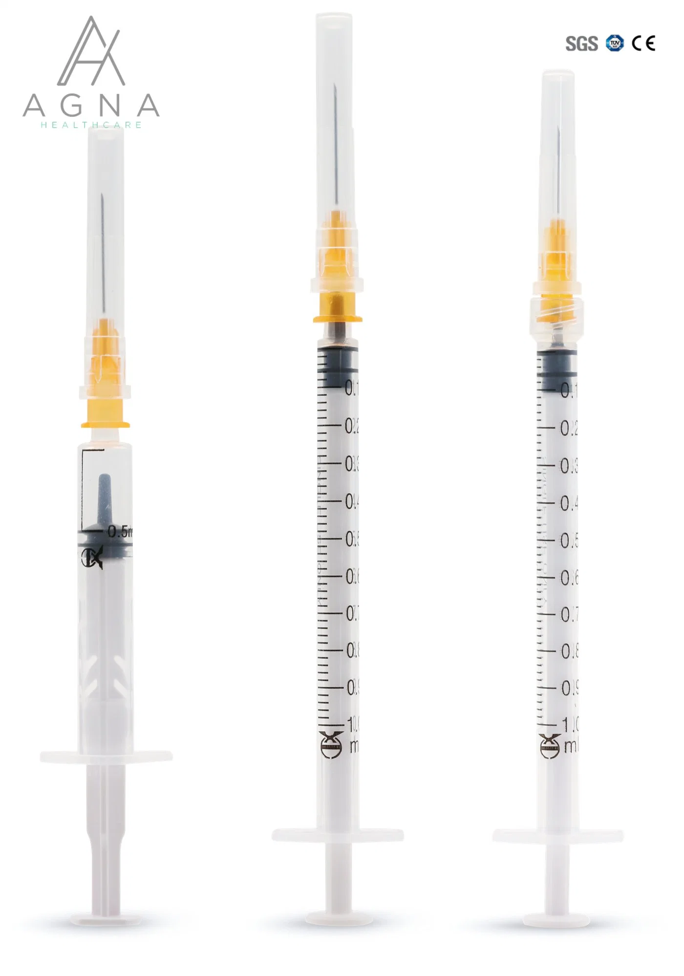 Mayorista de instrumentos médicos desechables, la insulina jeringa con aguja fija CE/ISO13485