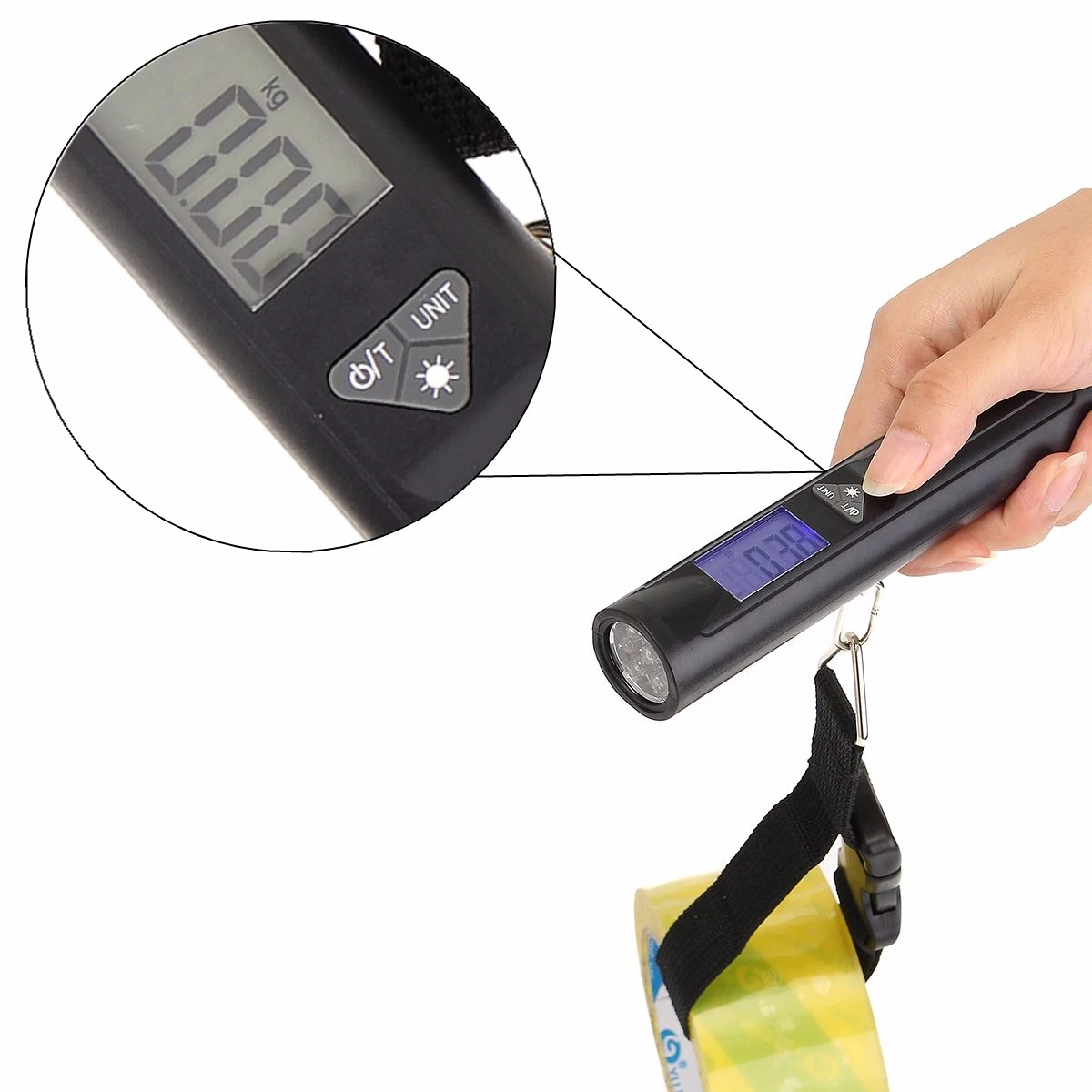 50kg Hanging Hunting Scale with Flashlight Function Digital Weighing Scale Luggage Fishing Scale