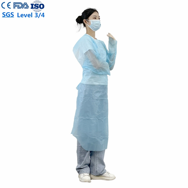 Factory Price En13795 Disposable Blue CPE Surgical Gown