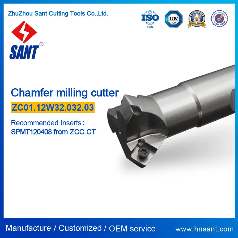 Chamfer Milling Tools for CNC Machine Matched Carbide Inserts Spmt120408 Refer to Zcc Code Cmz01-032-XP32-Sp12-03/ Zc01.12W32.032.03