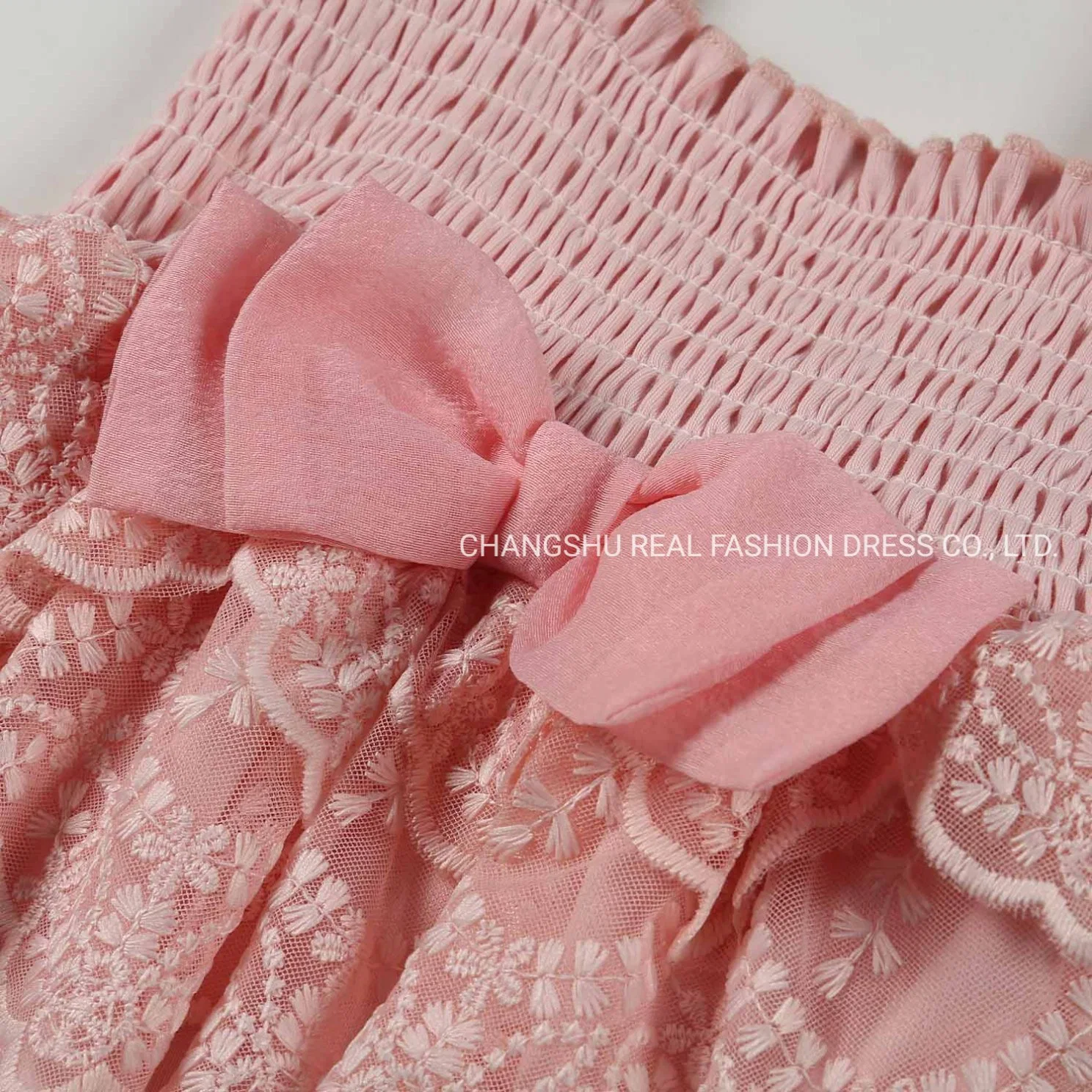 Baby Wear Girl 2022 Pink Knitted Romper Children Clothing with Smoking and Lace