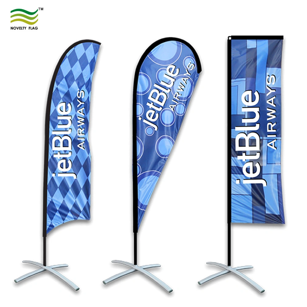 Advertising Custom Logo Printing Rectangle Teardrop Feather Aluminum and Fiberglass Pole Base Beach Flag Banner