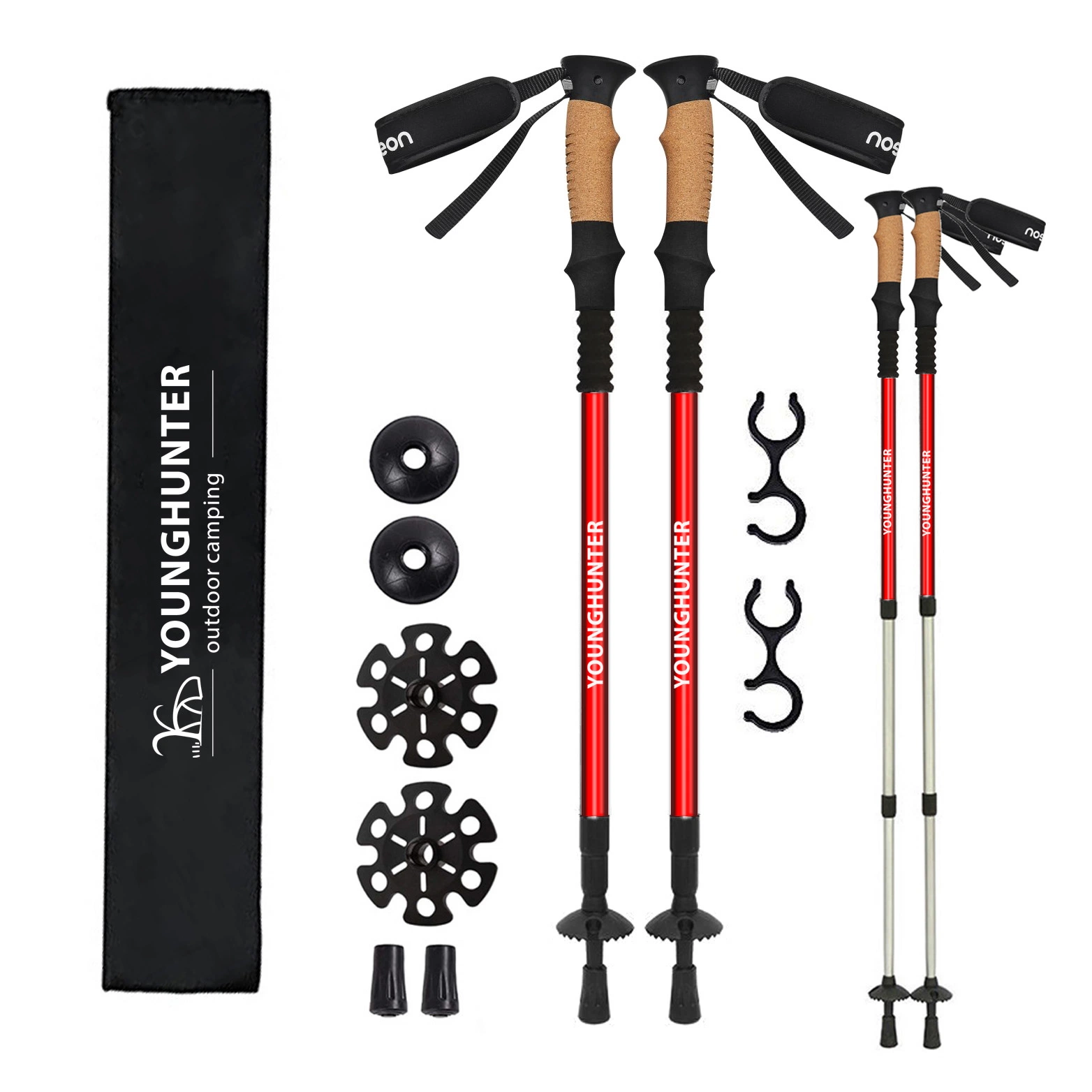 Simple Design Walking Poles Aluminum Adjustable Telescopic Trekking Poles for Camping and Mountaineering