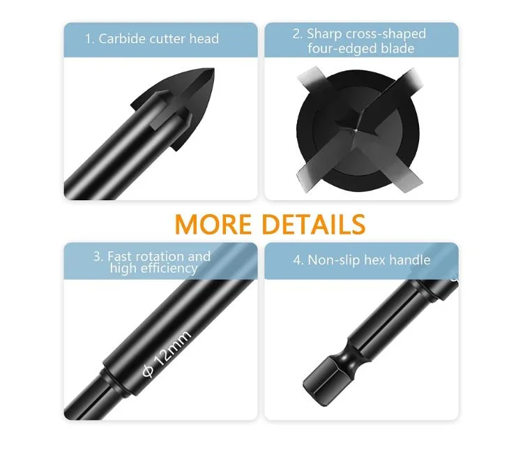 Hex Tile Drill Bit for Glass Concrete Ceramic Carbide Hard Alloy Bits