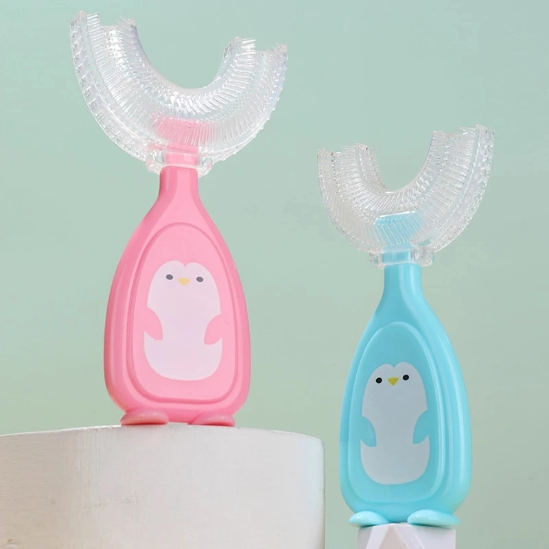 Les enfants Smart 360 Degré U-Shape brosse à dents manuelle Cartoon brosse à dents de Pattern pour 2-12 ans Enfants avec tête en silicone souple