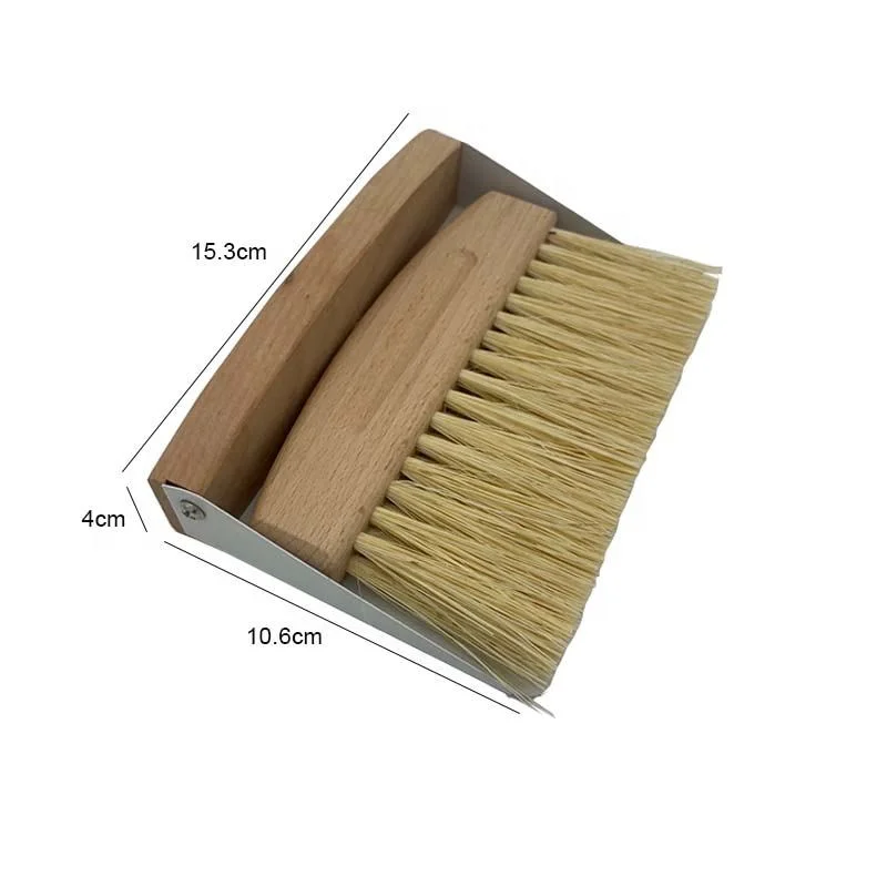 Wooden Dustpan Brush Table-Top Keyboard Portable Dust Cleaning Bamboo Mini Broom Dustpan and Brush Set