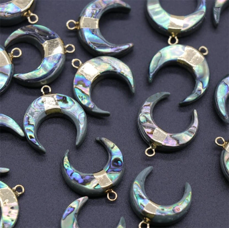Abalone Shell Gilt Crescent Pendant Shell C-Shaped DIY Necklace Accessories Horn Pendant