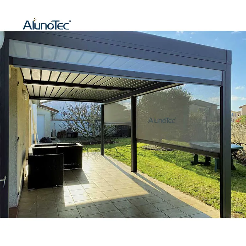 Venta en caliente exterior vertical Zip Screen persianas motorizadas PVC automático Persianas enrolladoras para el patio del cenador