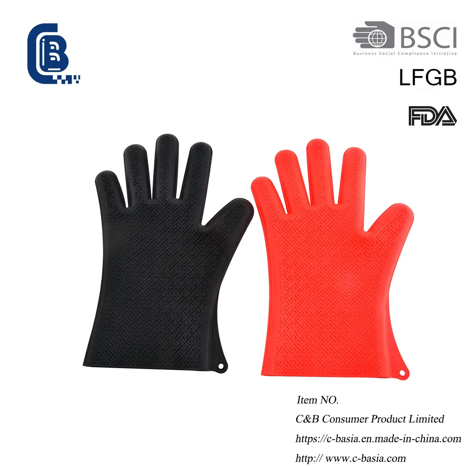 Guantes resistentes al calor de la cocina Guantes de cocina de guantes de silicona para horno Guantes protectores de dedos Mitt