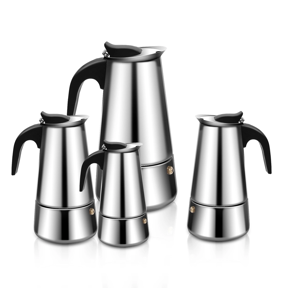 Logotipo personalizado de acero inoxidable Cafetera Espresso Electric Italia Moka Cristal Pot