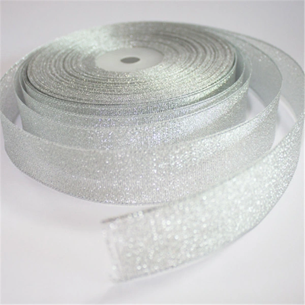 High quality/High cost performance  Beautiful Lurex Silver Metallic Ribbon for Garments/Decoration