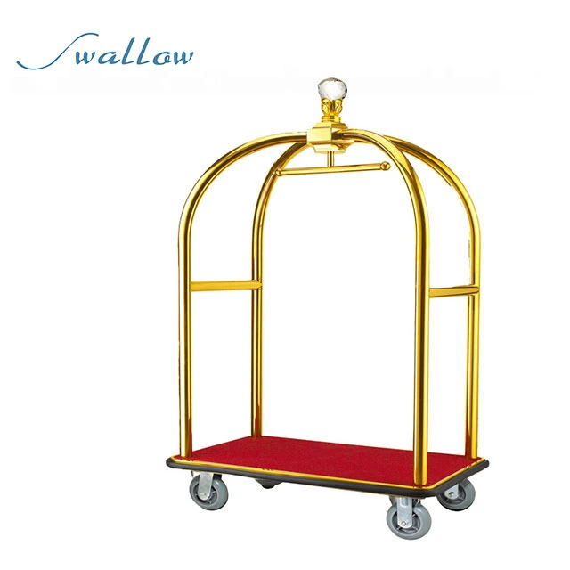 Metal Bell Boy Luggage Trolley for Hotel, Metal Bellhop Cart